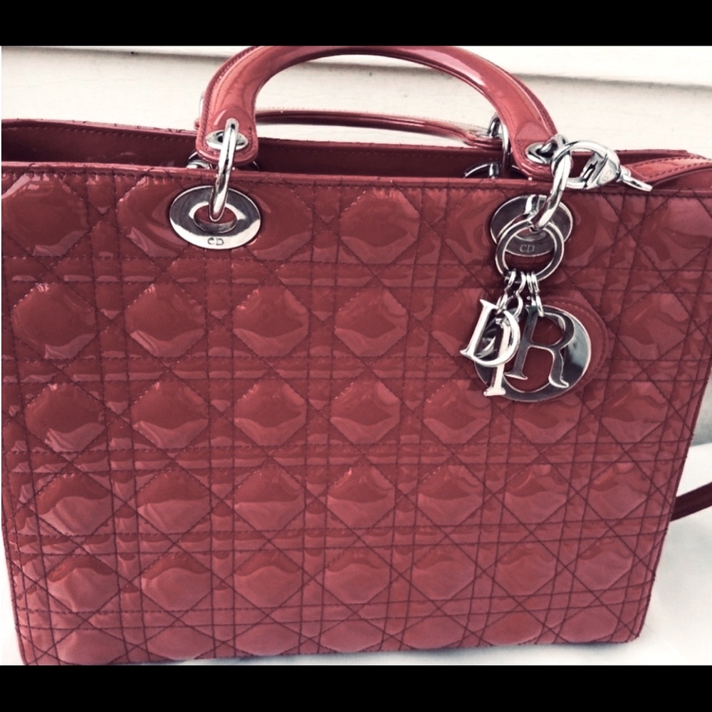 CHRISTIAN DIOR Dark RED / light Burgundy patten leather Cannag Bag - Picture 7 of 16